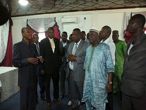 Le président Condé et des dirigeants syndicalistes
