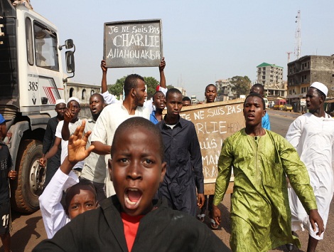 Des manifestants anti-Charlie à Conakry Photo-Africaguinee.com