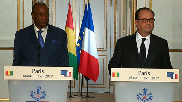 Alpha Condé (D) François Hollande (G) au Palais de l'Elysée