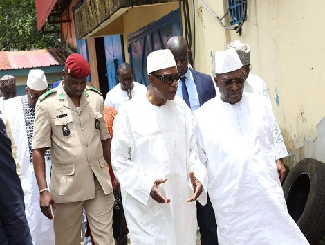 Alpha Condé, Président de la République de Guinée et Sidya Touré leader de l'UFR après leur entrevue ce vendredi à Coléah