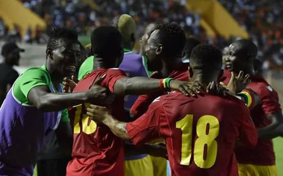 Les joueurs guinéens célébrant un but, image d'archive