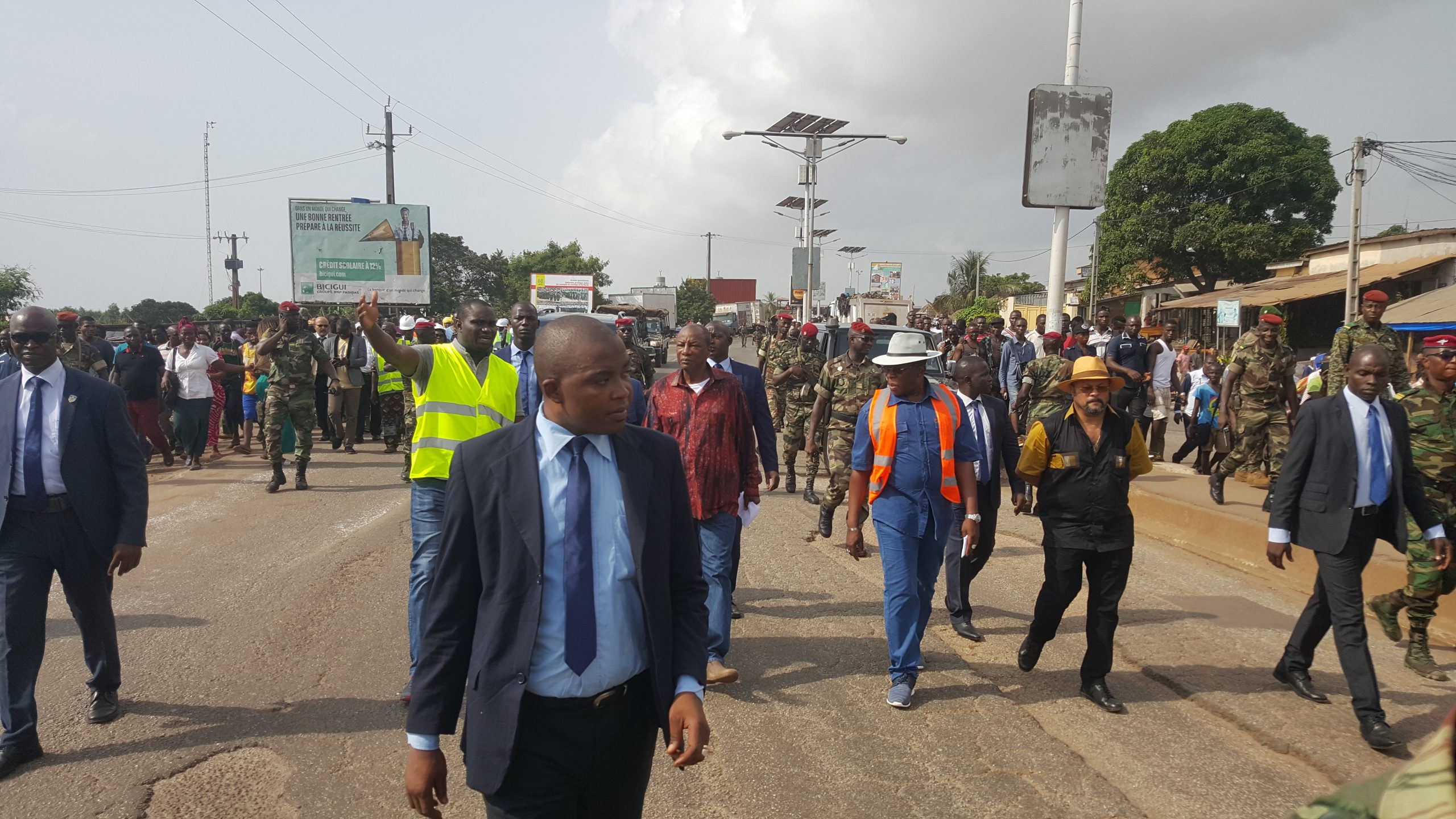 Le Président guinéen Alpha Condé lors sa visite de terrain sur les voiries ce samedi à Conakry