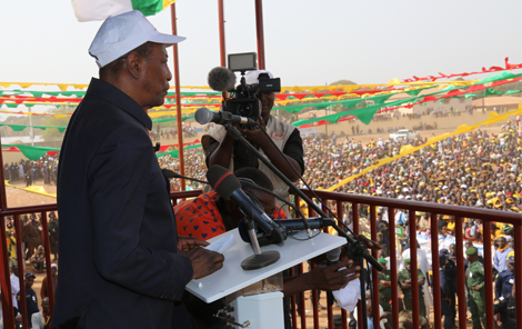 Alpha Condé, Président de la République de Guinée lors d'une visite à Kankan