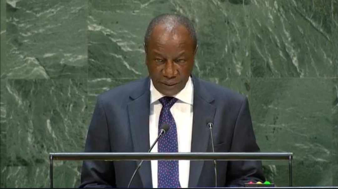 Alpha Condé, Président de la République de Guinée tenant un discours aux Nations-Unies