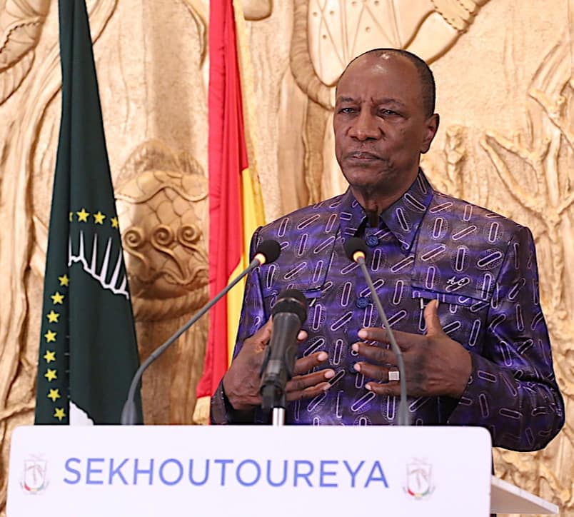 Alpha Condé, Président de la République de Guinée, s'adressant à ses compatriotes