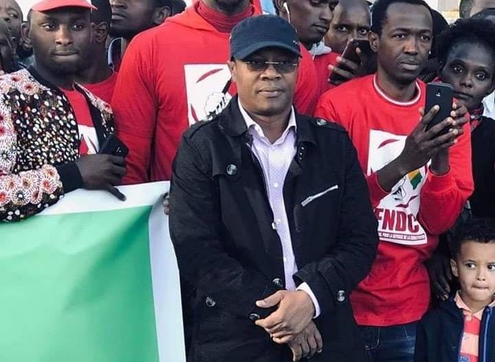 Ousmane Gaoual Diallo lors du rassemblement du FNDC ce samedi à Paris