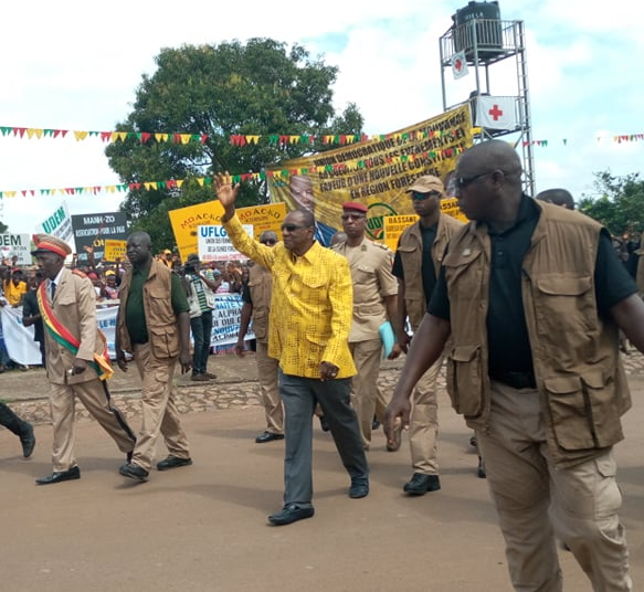 Alpha Condé, Président de la République de Guinée reçu à la place des martyrs de Nzérékoré