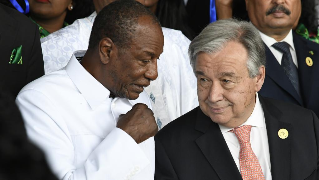 Alpha Condé, Président de la République de Guinée et Guteres de l'ONU