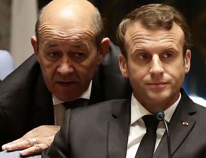 Emmanuel Macron et son ministre des Affaire Etrangères, Jean Ives Le Drian