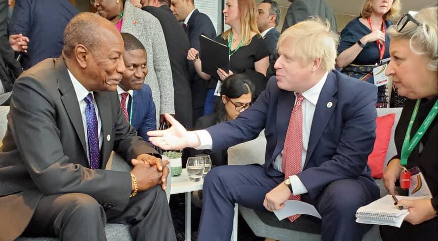 Alpha Condé et Borris Johnson lors du sommet UK-Afrique