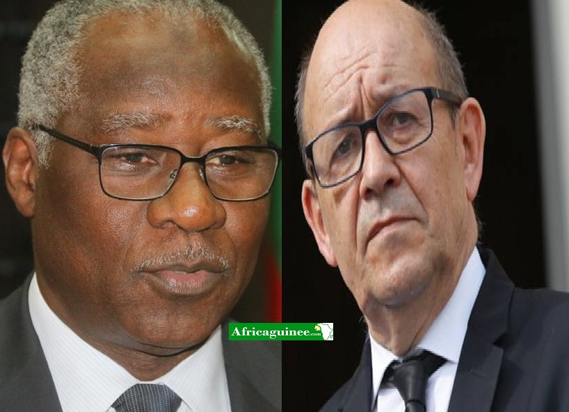 Mamadi Touré, ministre guinéen des Affaires Etrangères et Jean Ives Ledrian chef de la diplomatie française