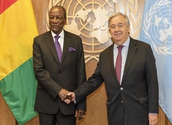 Alpha Condé, Président de la République de Guinée et Antonio Guterres, le Secrétaire Général de l'ONU