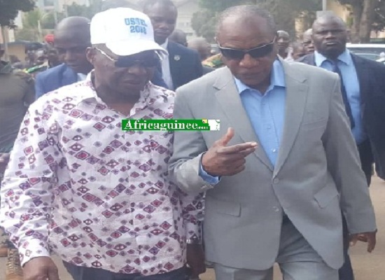 Alpha Condé et Bouréma Condé son ministre de l'administration du territoire et de la décentralisation