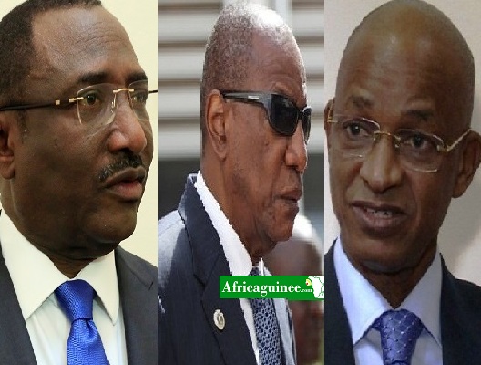 De gauche à droite, Sidya Touré (UFR) Alpha Condé (PRG), Cellou Dalein Diallo, leader de l'UFDG