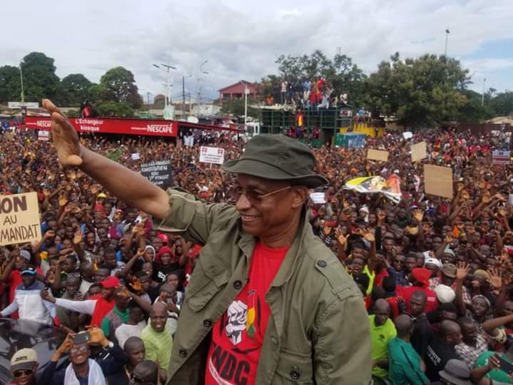 L'opposant Cellou Dalein Diallo lors d'une manifestation du FNDC à Conakry
