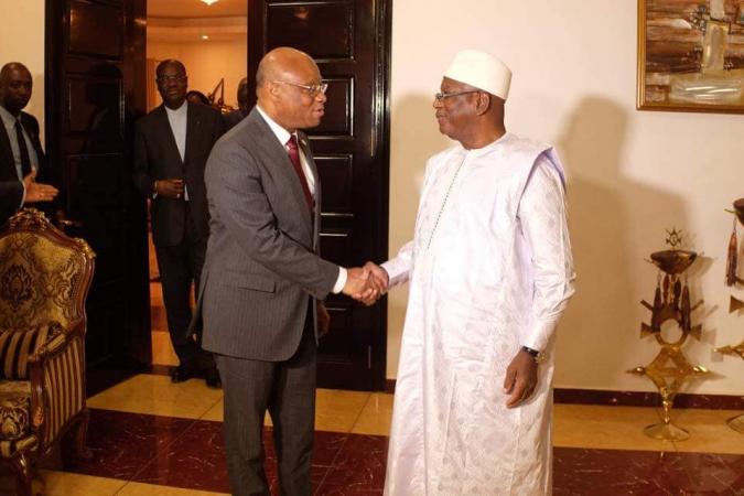 Le président de la commission de la CEDEAO Jean Claude Kassi Brou et Ibrahim Boubacar Keita, président du Mali