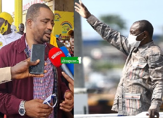 Tibou Kamara et le candidat Alpha Condé, photomontage Africaguinee.com