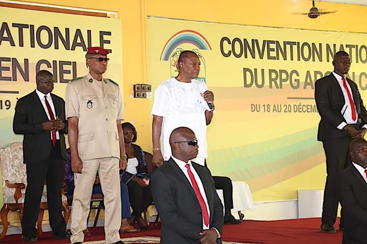 Alpha Condé, président de la République de Guinée lors d'une convention du RPG