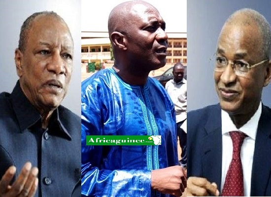 Alpha Condé (PRG), Abdurahmane Sanoh (FNDC), Cellou Dalein Diallo, leader de l'UFDG