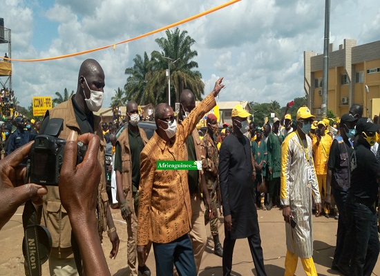 Alpha Condé, président de la République de Guinée en campagne à Nzérékoré