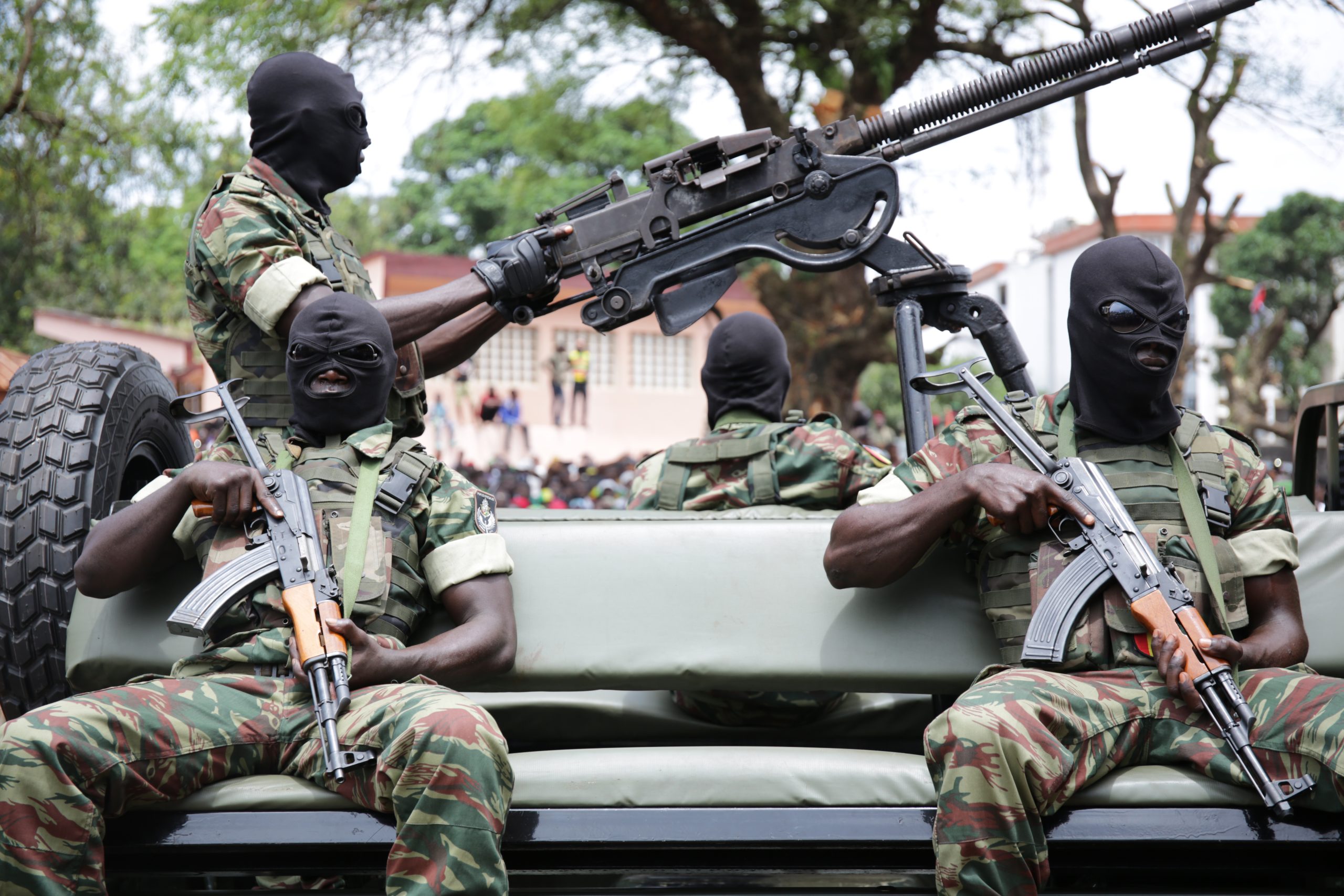 Défilé des forces spéciales, une unité d'élite de l'armée guinéenne, au grand stade de Conakry