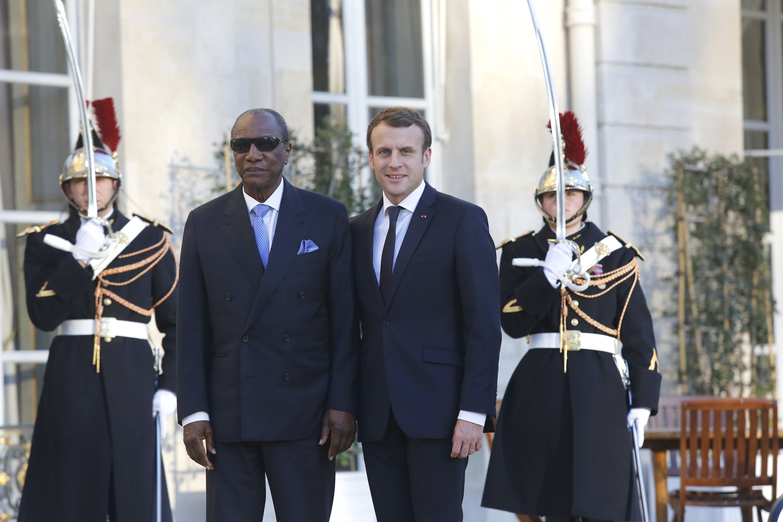 Alpha Condé, président de la République de Guinée et Emmanuel Macron