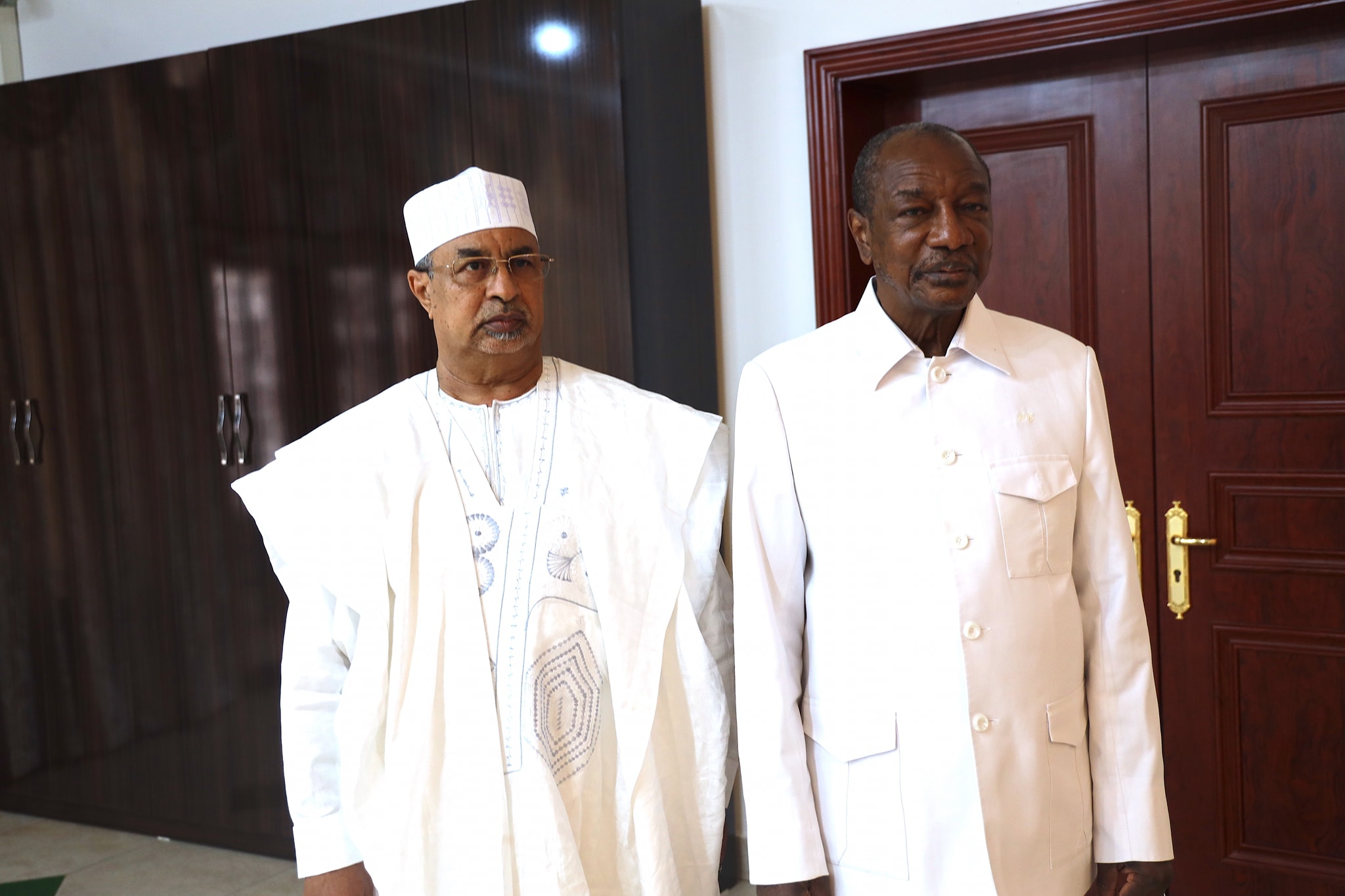 Alpha Condé, président de la République de Guinée, Mahamat Saleh Annadif, représentant spécial du Secrétaire général des Nations-unies en Afrique de l’Ouest