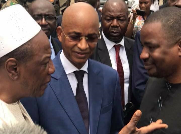 Alpha Condé, président de la République de Guinée (G) Cellou Dalein Diallo (M) et Tibou Kamara (D)