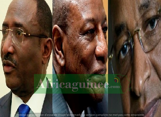 Sidya Touré, Alpha Condé (PRG) et Cellou Dalein Diallo
