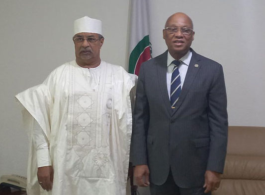 Mahamat Saleh ANNADIF, représentant spécial du secrétaire général et chef du bureau des Nations Unies pour l’Afrique de l’Ouest et du Sahel (UNOWAS), et Jean Claude Kassi Brou, président de la commission de l'UA