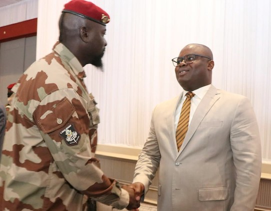 Colonel Mamadi Doumbouya, président de la transition guinéenne et Bernard Gomou, Premier ministre par intérim