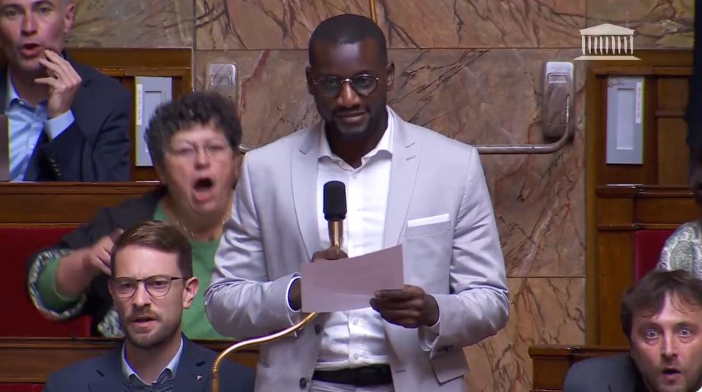 Carlos Martens Bilongo s'exprimant. à l'Assemblée Nationale, capture d'écran