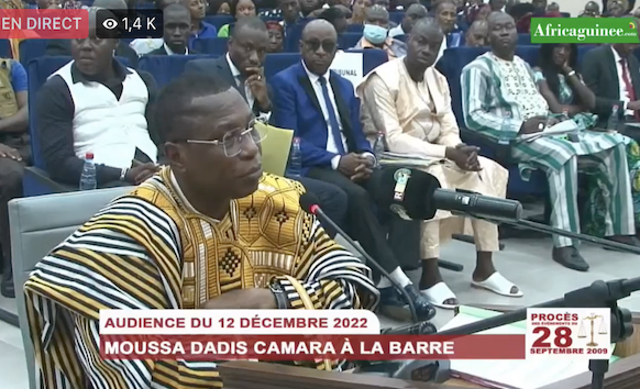 Moussa Dadis Camara comparaît à la barre du tribunal criminel de Dixinn