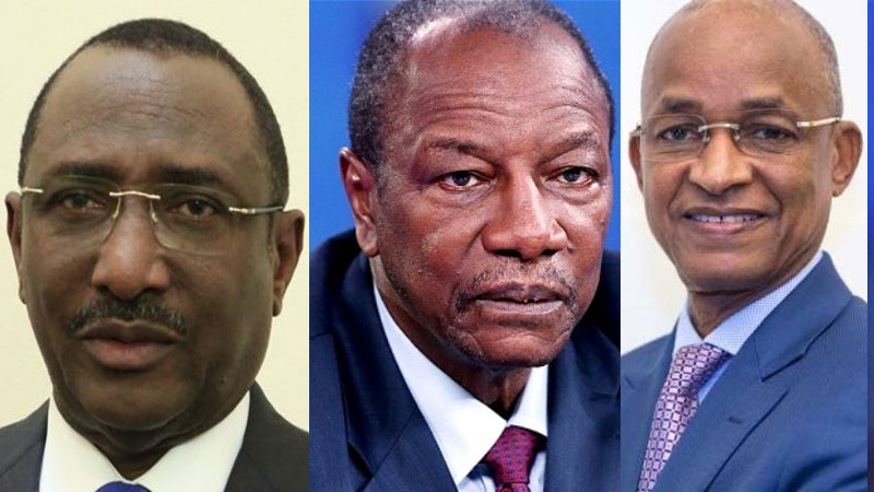 De gauche à droite, Sidya Touré, Alpha Condé, Cellou Dalein Diallo